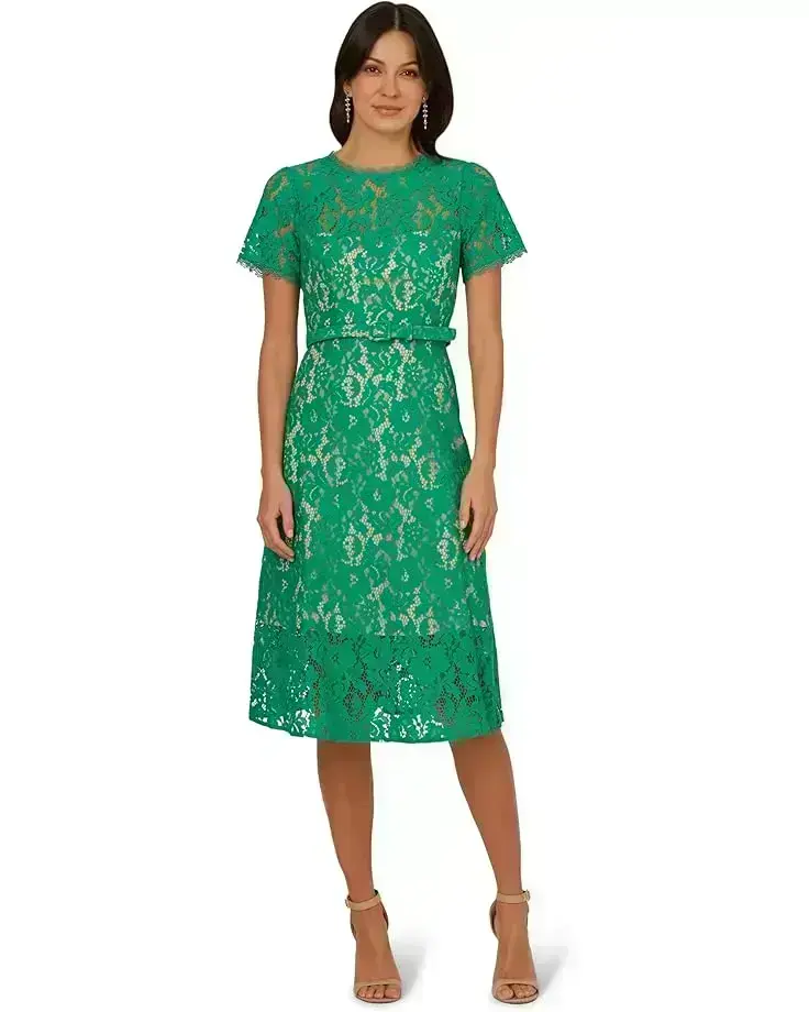 Women's Adrianna Papell Lace Soft Skirt Midi Dress