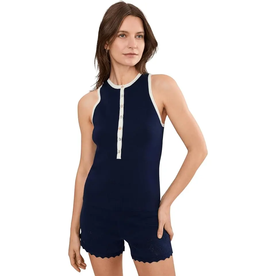 Maren Contrast Henley Tank