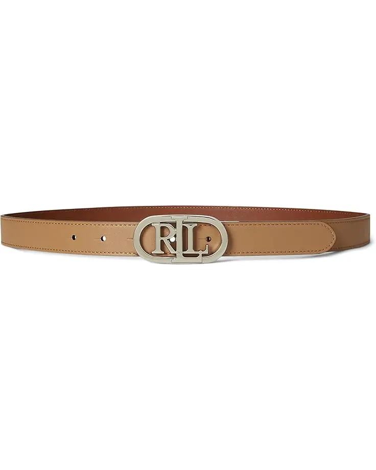 Women's Lauren Ralph Lauren Oval-logo Reversible Leather Skinny Belt