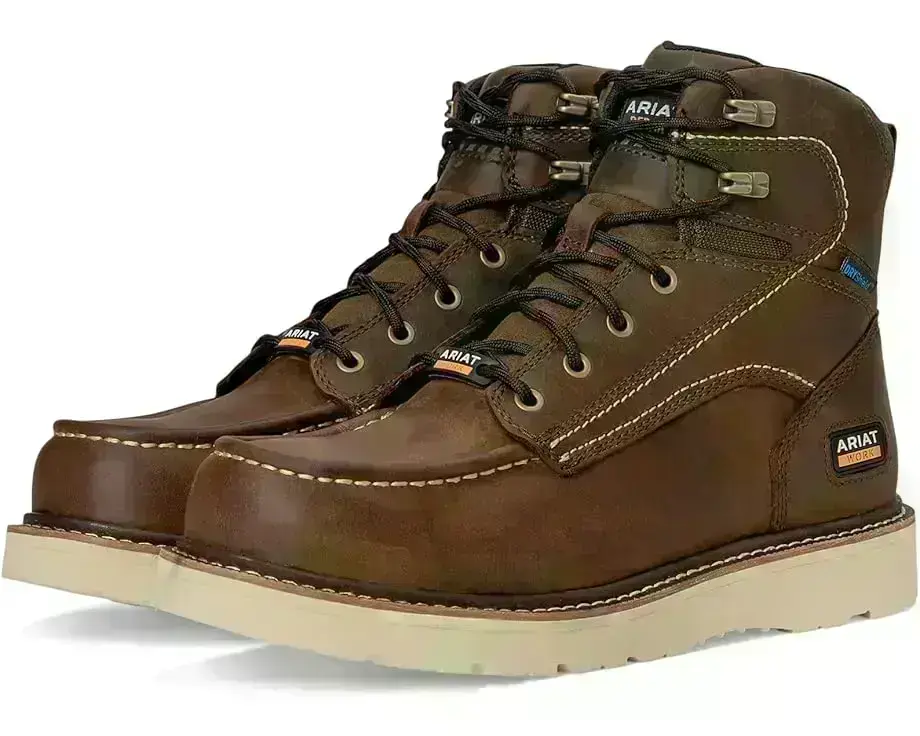 Men's Ariat Rebar Wedge Moc Toe 6" Waterproof Work Boots