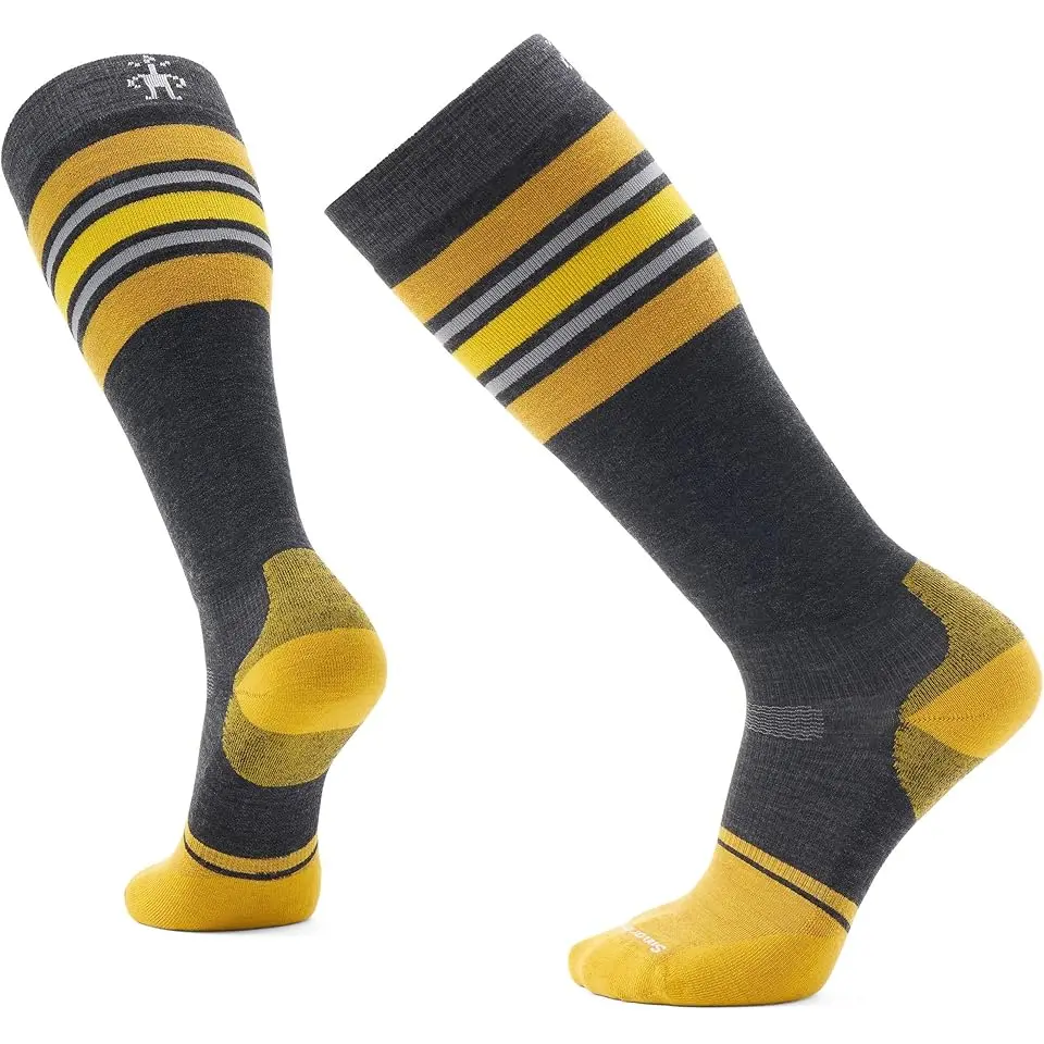 Snowboard Targeted Cushion Stripe Extra Stretch Over The Calf Socks