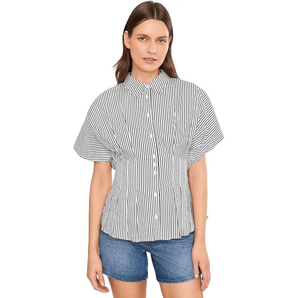 Pleated Waist Dolman Sleeve Blouse