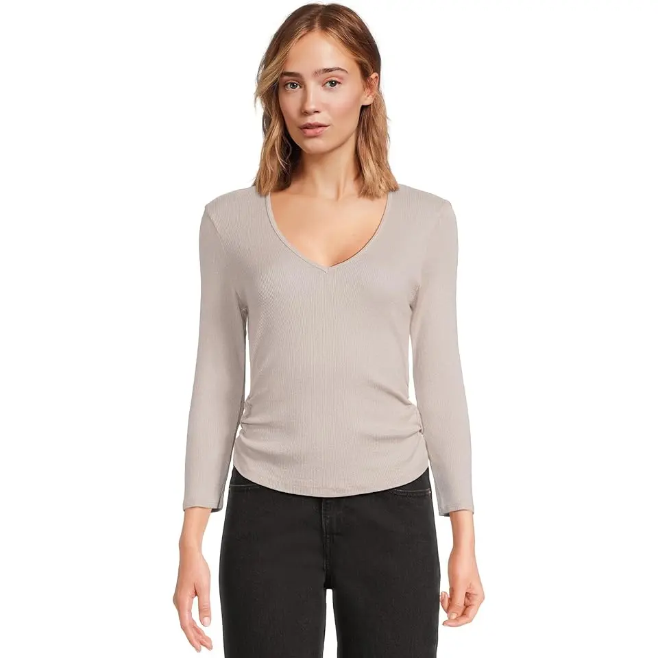 Sylvie V-Neck Shirred Sides Tee