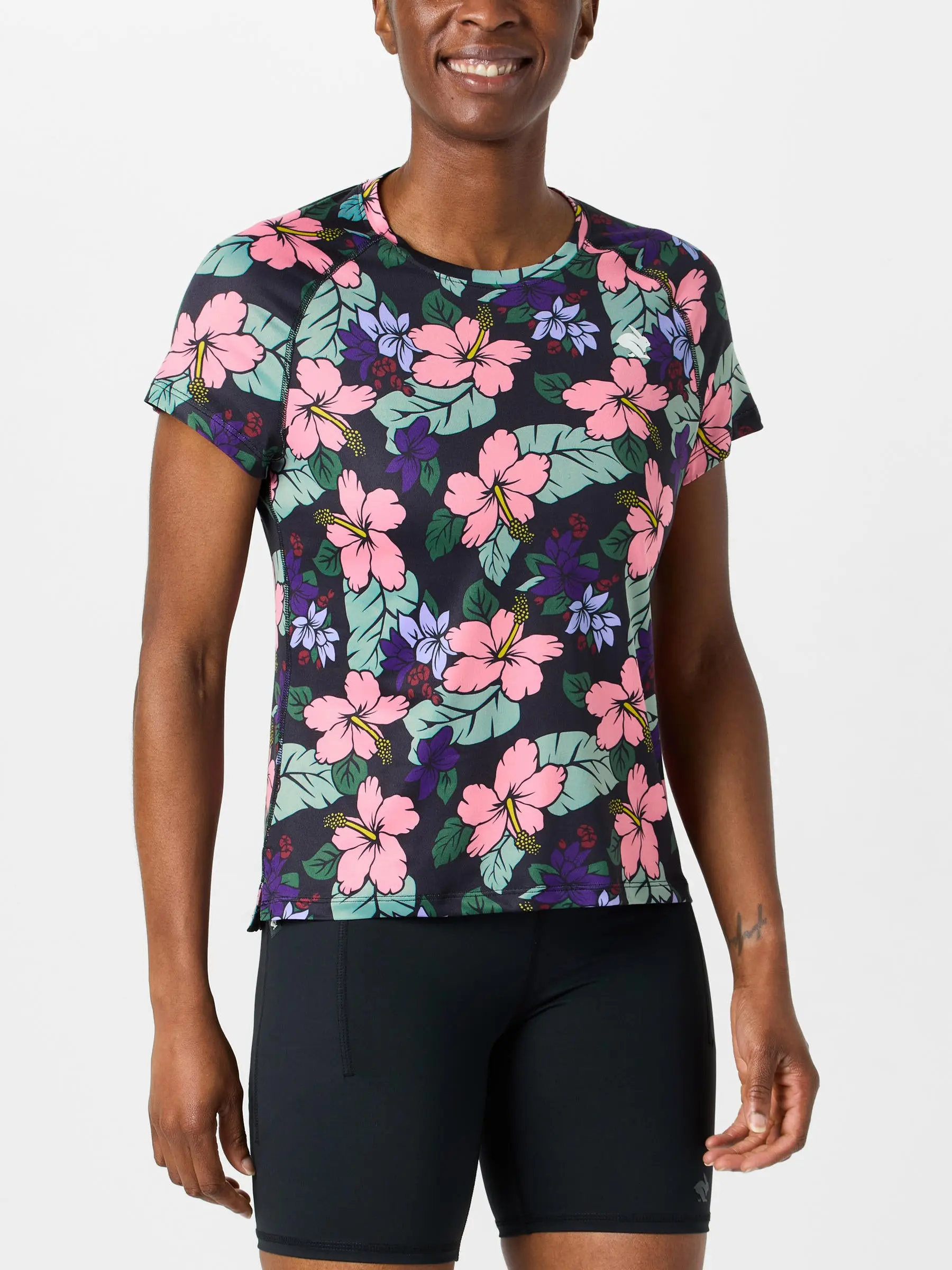 rabbit Women's EZ Hibiscus Floral Short Sleeve Tee