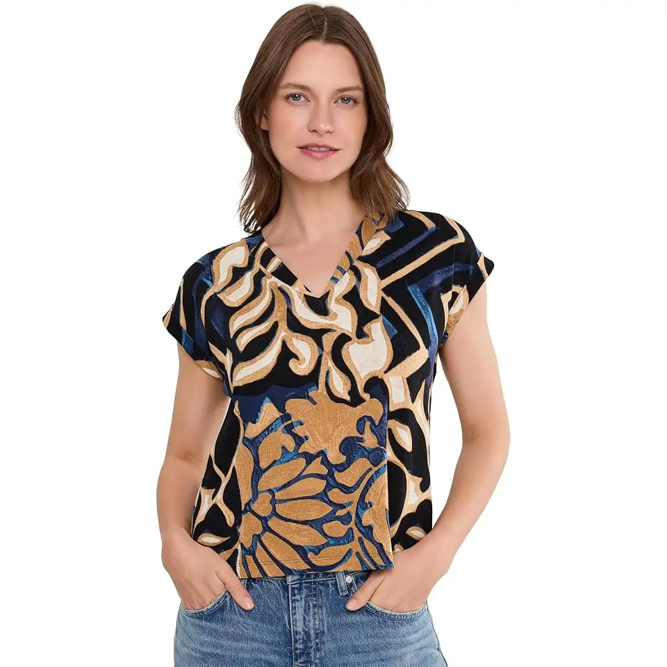 Deco Blooms Cap Sleeve Tee