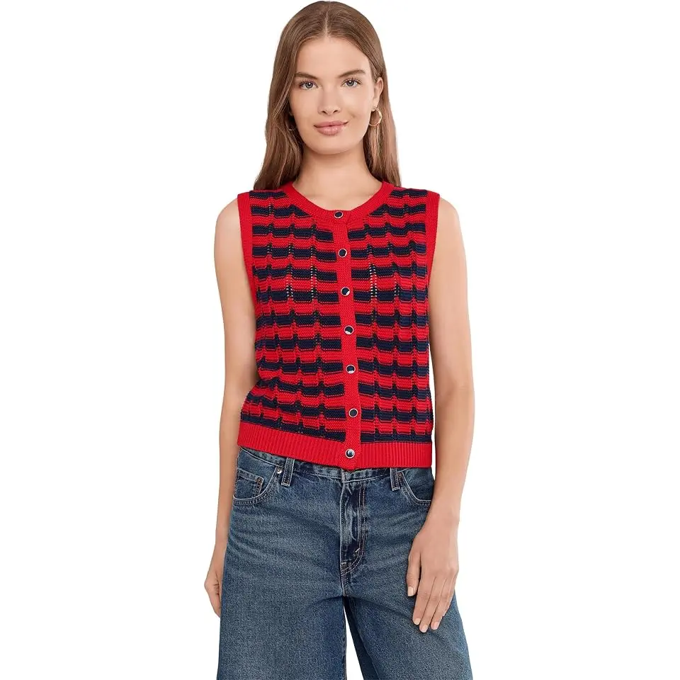 Isla Striped Button Front Vest