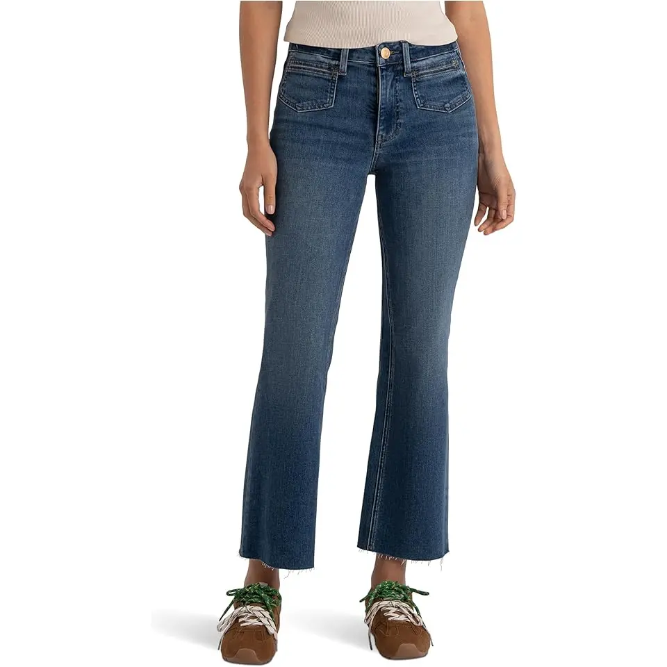 Petite Kelsey High-Rise Ankle Flare Front Patch Pockets
