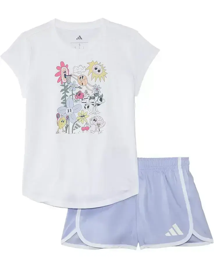 adidas Kids Cap Sleeve Tee & Woven Short Set(Infant)