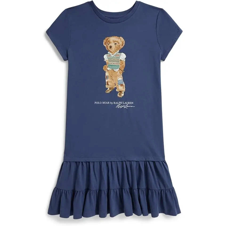 Polo Bear Tiered Cotton Jersey Dress (Big Kid)