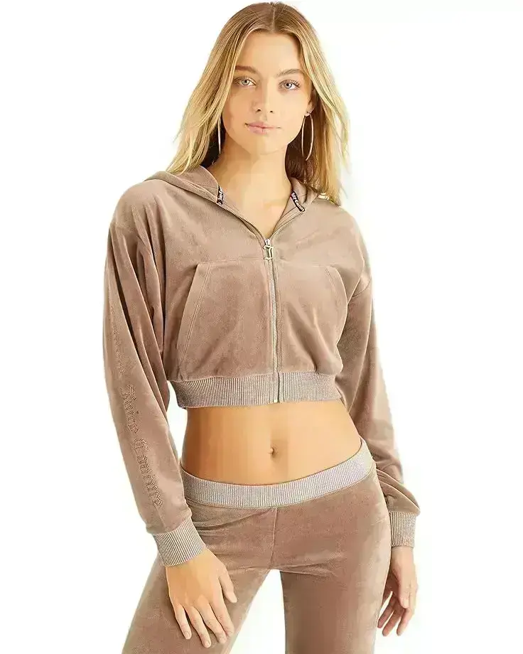 Women's Juicy Couture C Solid Classic Juicy Hoodie with Back Bling