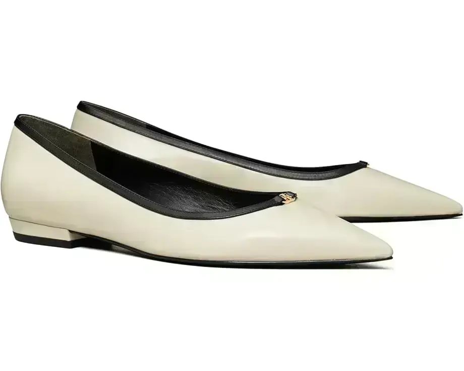 Women's Tory Burch Double T Buckle Pointed Toe Flats