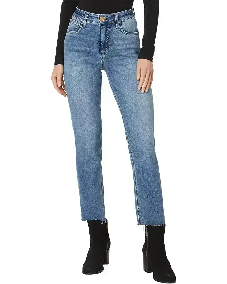 Women's KUT from the Kloth Rachael High Rise Fab Ab Mom Raw Hem Long Inseam