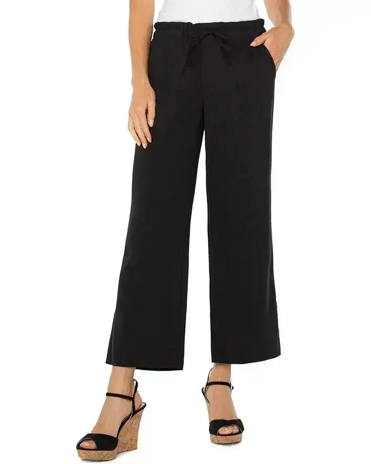 Women's Liverpool Los Angeles Pull On Tie Waist Wide Leg Ankle Pant 26"