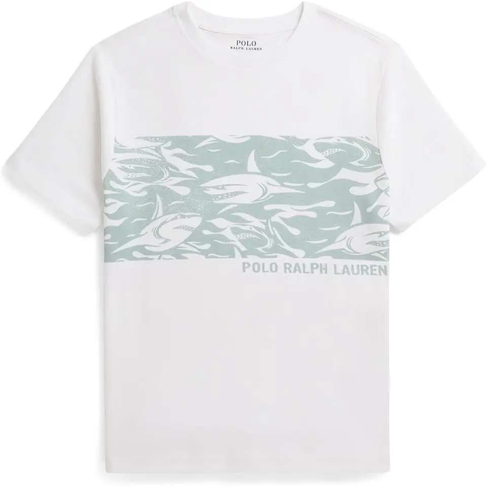 Shark-Print Cotton Jersey Tee (Big Kid)