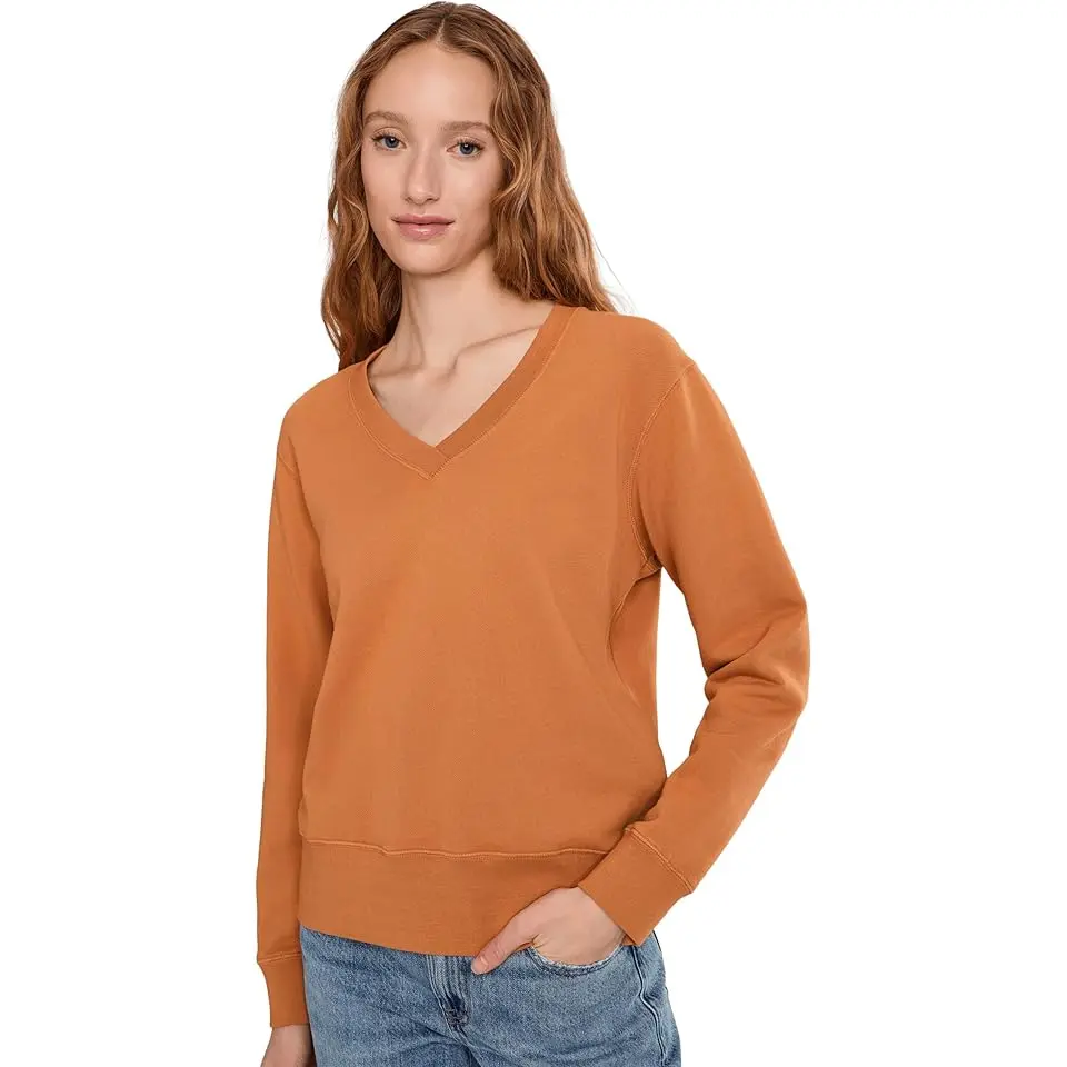 Long Sleeve Deep-v Neck Sweatshirt