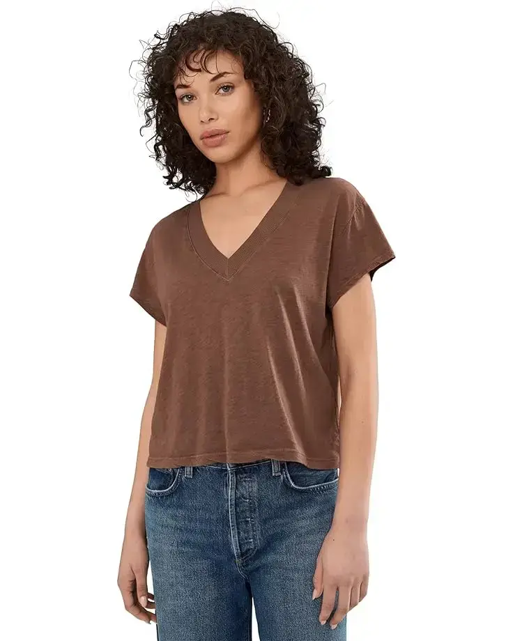 Women's Michael Stars Harlan Cropped V-Neck Tee