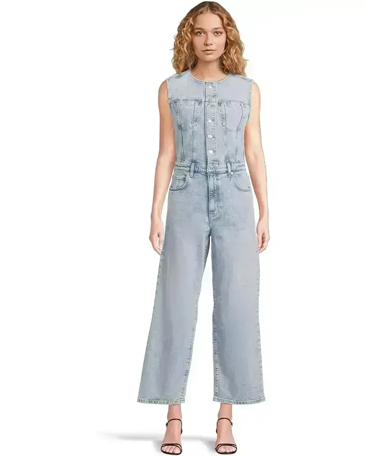 Women's Paige Cirie Ankle Denim Jumpsuit in Mezza