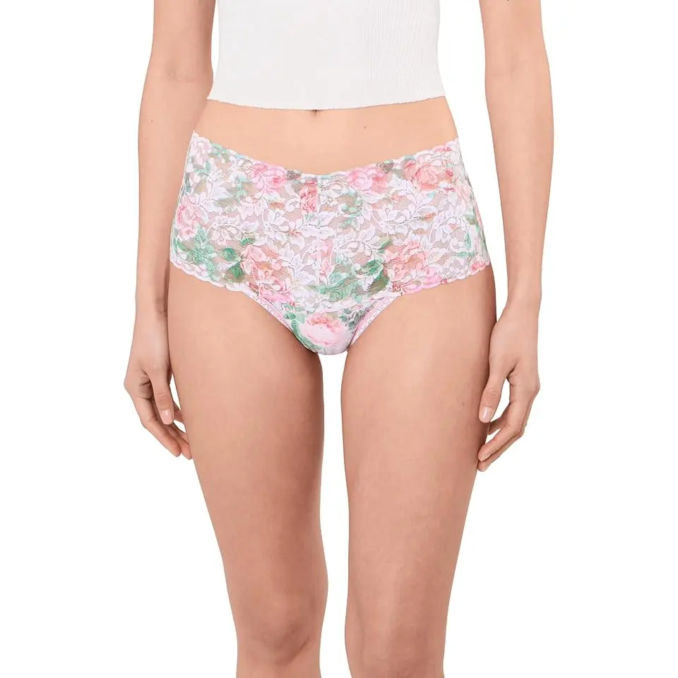 Printed Signature Lace Retro Thong