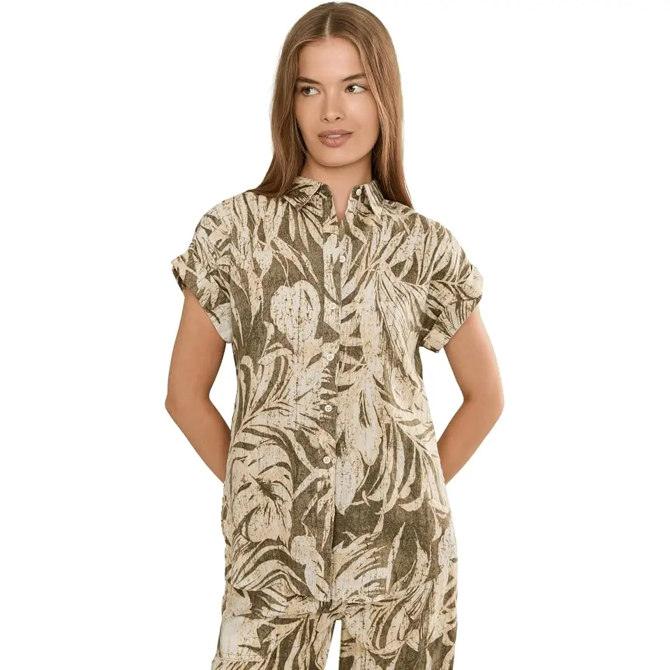 Petite Relaxed Fit Print Short Sleeve Shirt