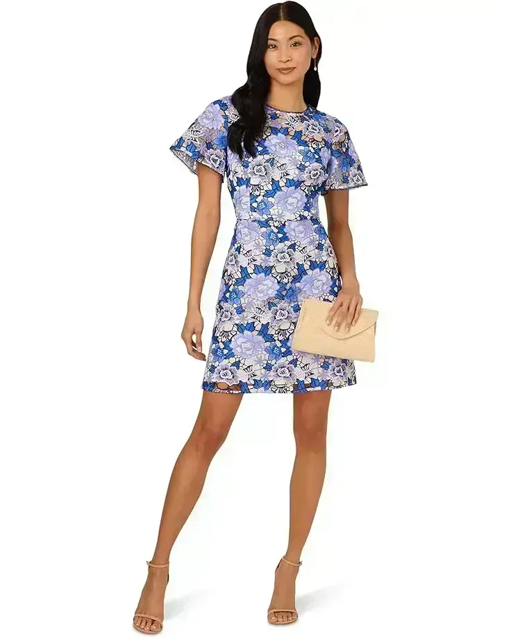 Women's Adrianna Papell Floral Embroidery Short Dress