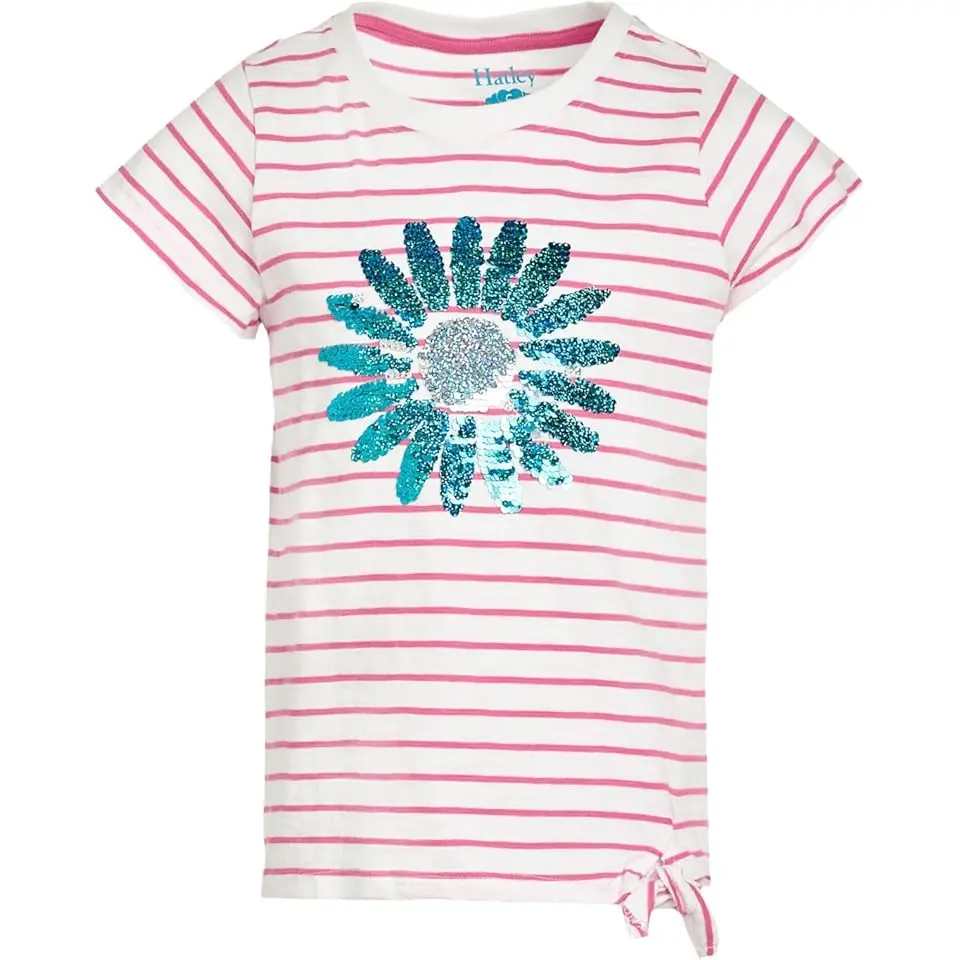 Radiant Flower Striped Tie Front Tee (Toddler/Little Kid/Big Kid)