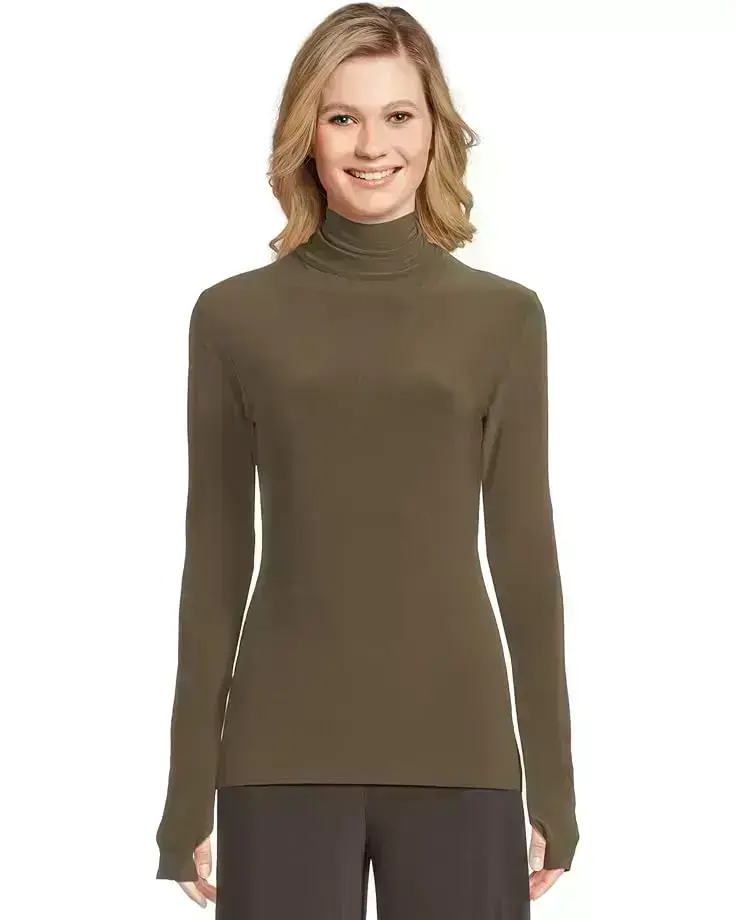 Women's Norma Kamali Slim Fit Long Sleeve Turtle Top