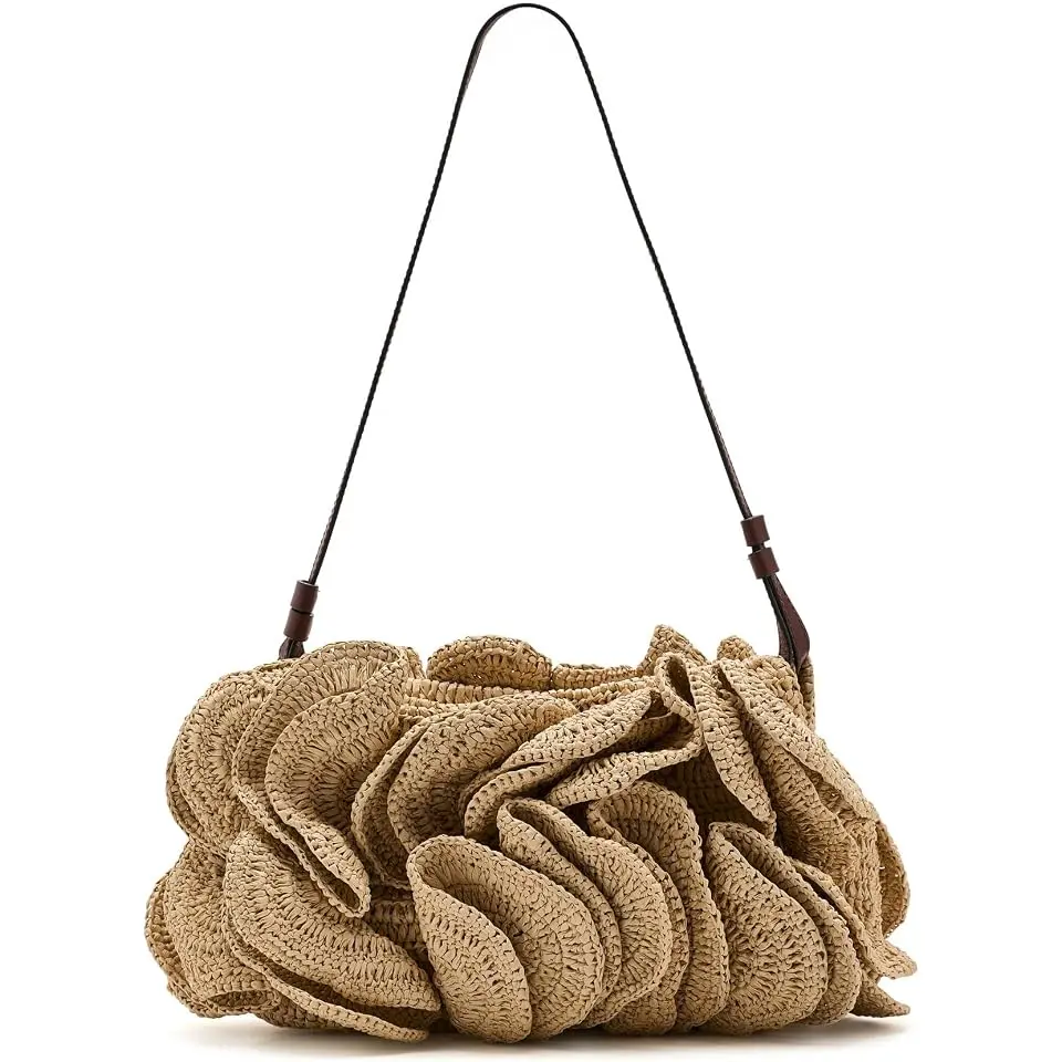 Flower Raffia Shoulder Bag