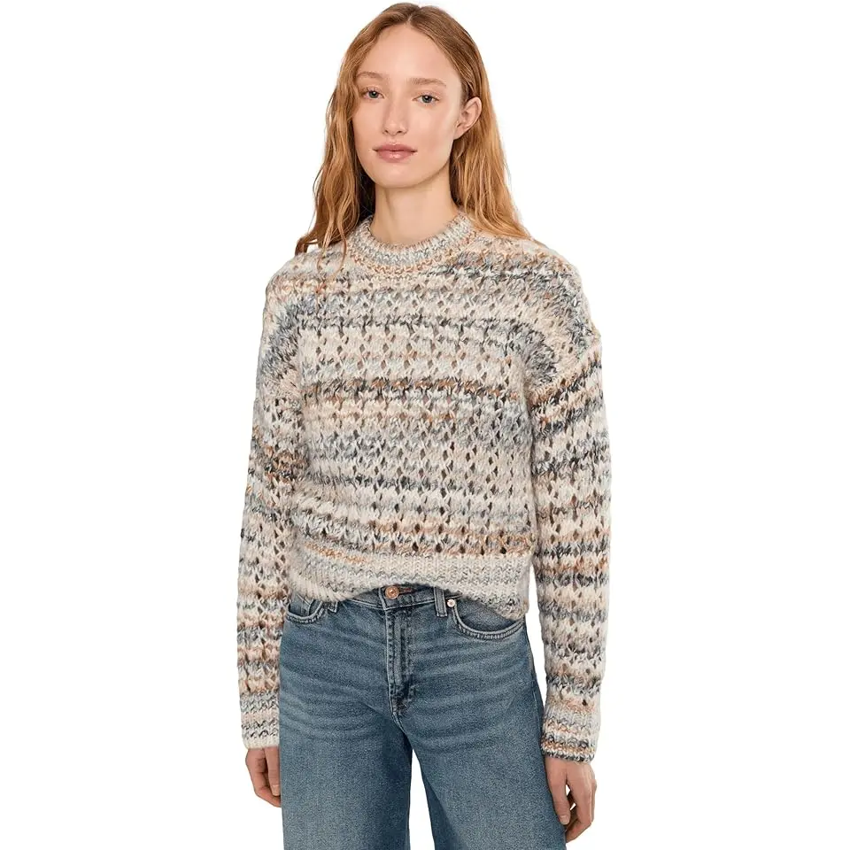 Fawn Open Stitch Stripe Pullover