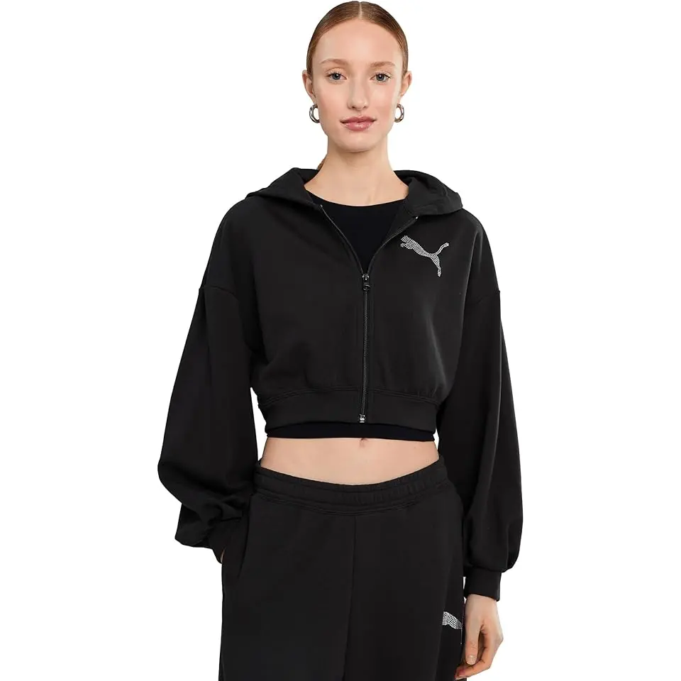 Essentials Graphics Bedazzled Cropped Hoodie