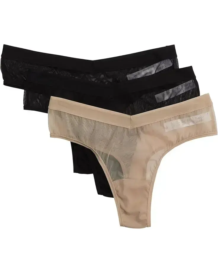 Women's Hanky Panky Mesh High Cut Thong 3-Pack