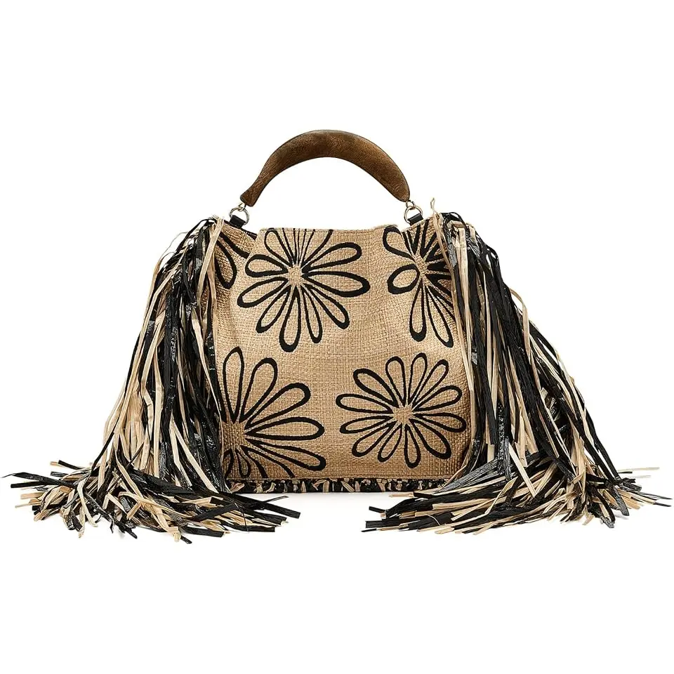Fringed Raffia Mini Bag