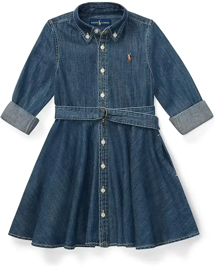Polo Ralph Lauren Kids Belted Cotton Denim Shirtdress (Little Kids)