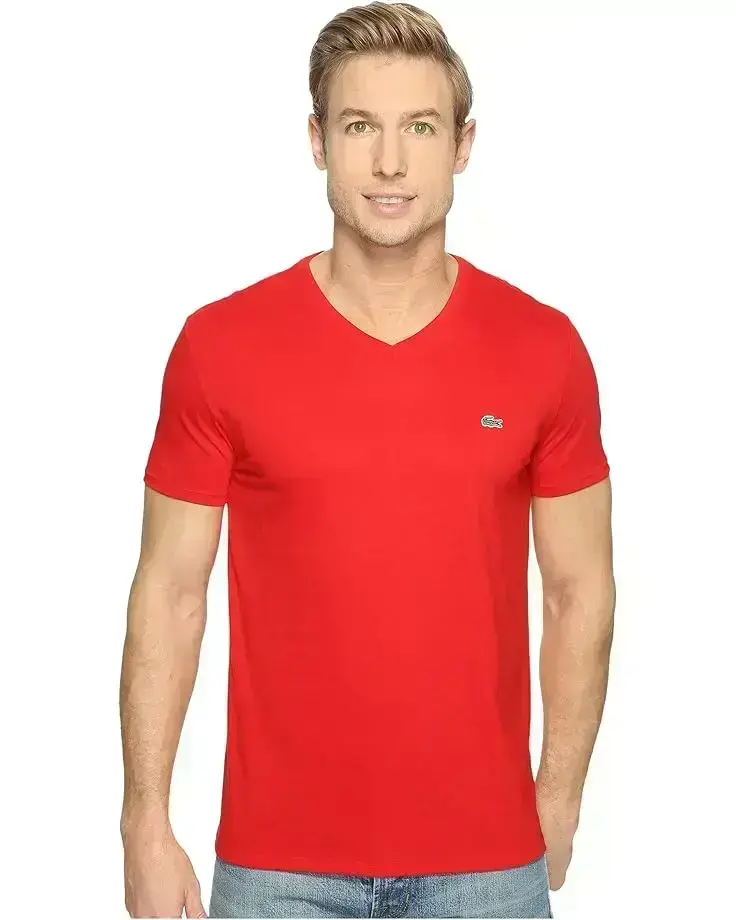 Men's Lacoste Short Sleeve Pima Jersey V-Neck T-Shirt