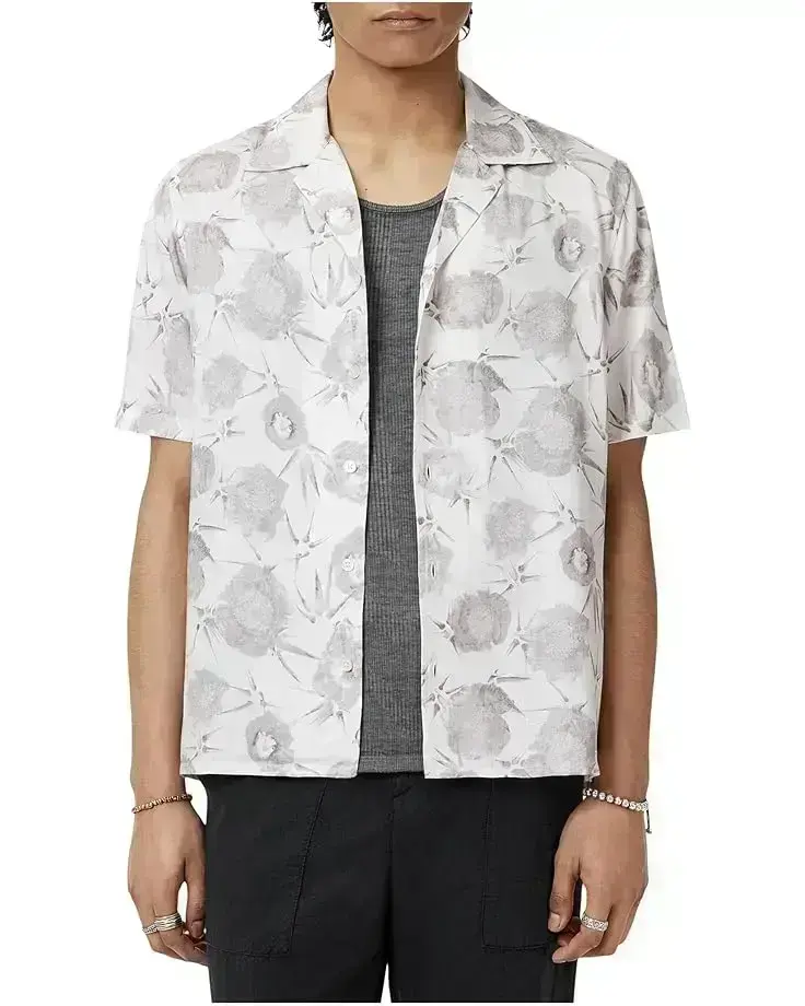 Men's John Varvatos Dan Camp Collar Shirt In Thorn Print W792F25
