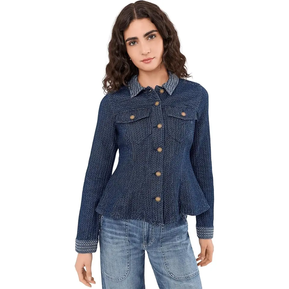 Fit and Flare Stretch Denim Trucker Jacket