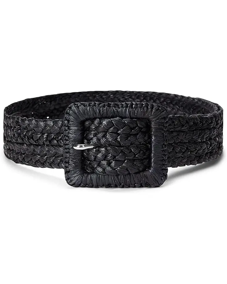 Women's Lauren Ralph Lauren Raffia Straw Cover Square 40 Belt Wide