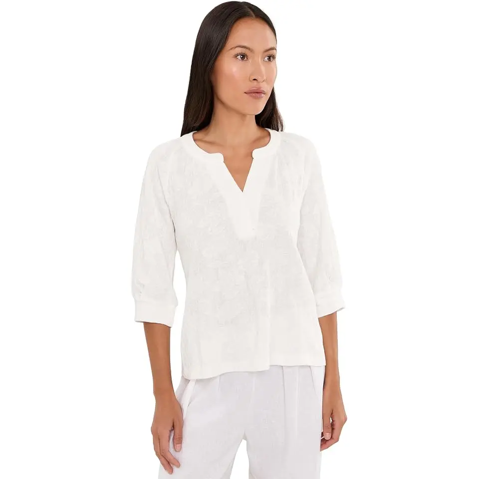 Petite NZT Lace Knit Split-Neck Top