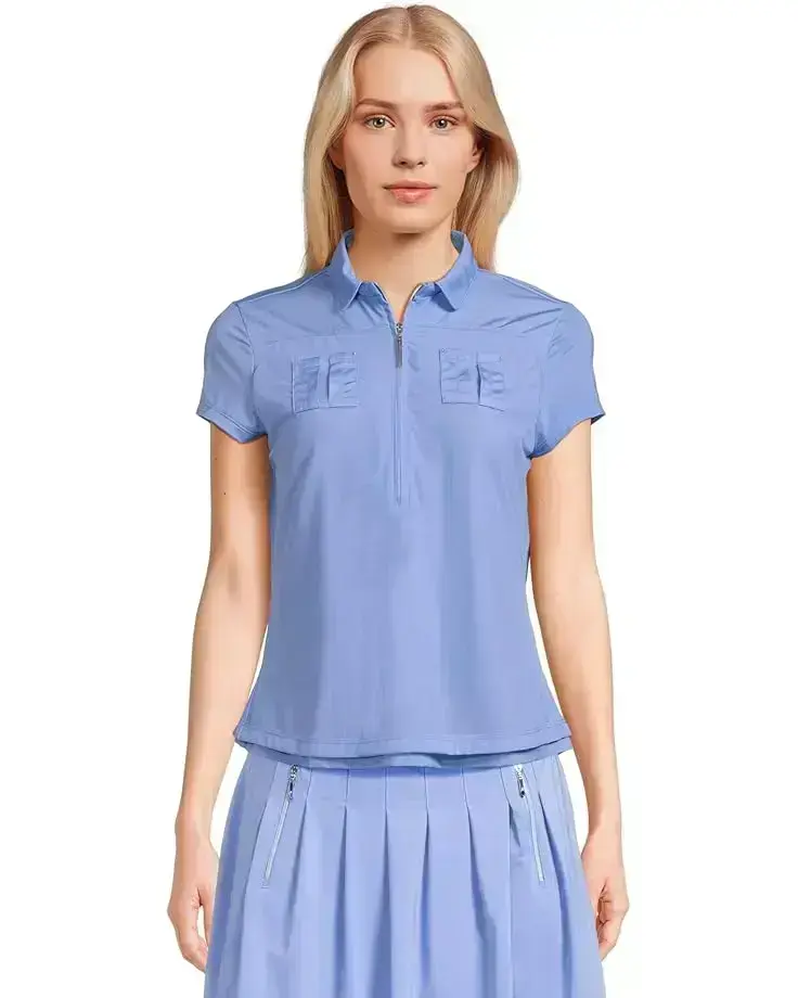 Women's Jamie Sadock Solid Sunsense Polo with Mesh Overlay