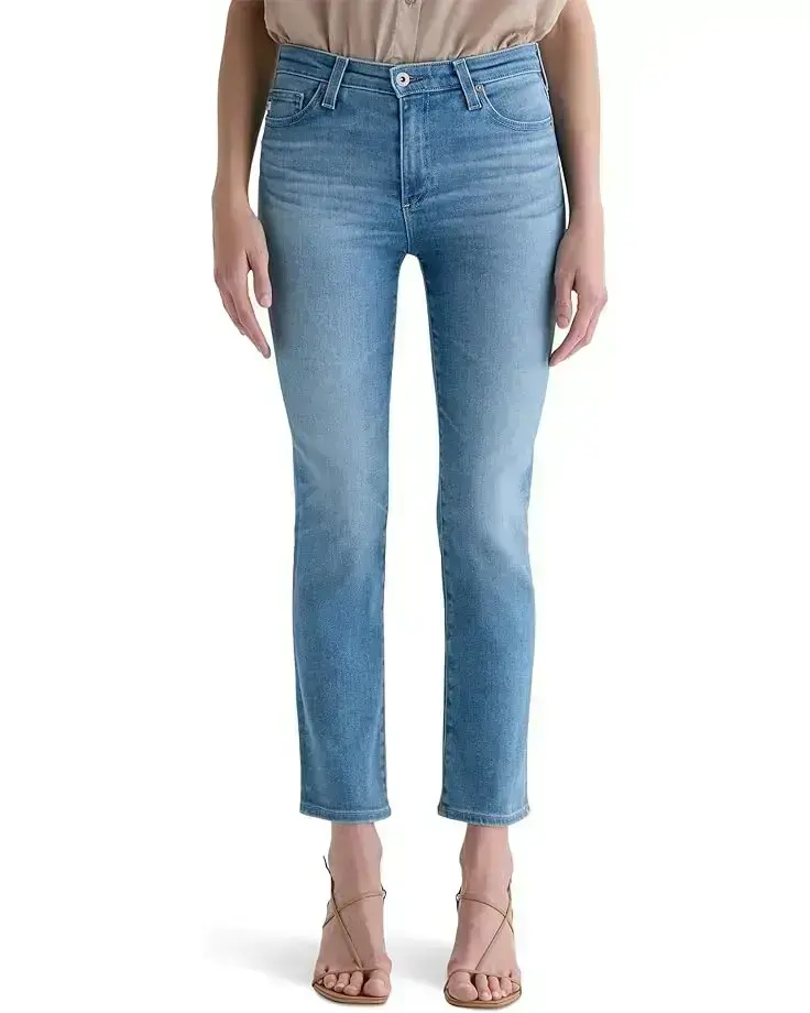 Women's AG Jeans Mari Mid-Rise Slim Straight Crop Jeans in Atlantis