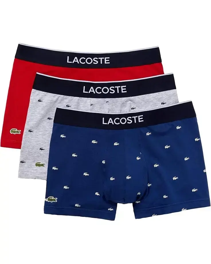 Men's Lacoste Trunks 3-Pack Casual Lifestyle All Over Print Croc
