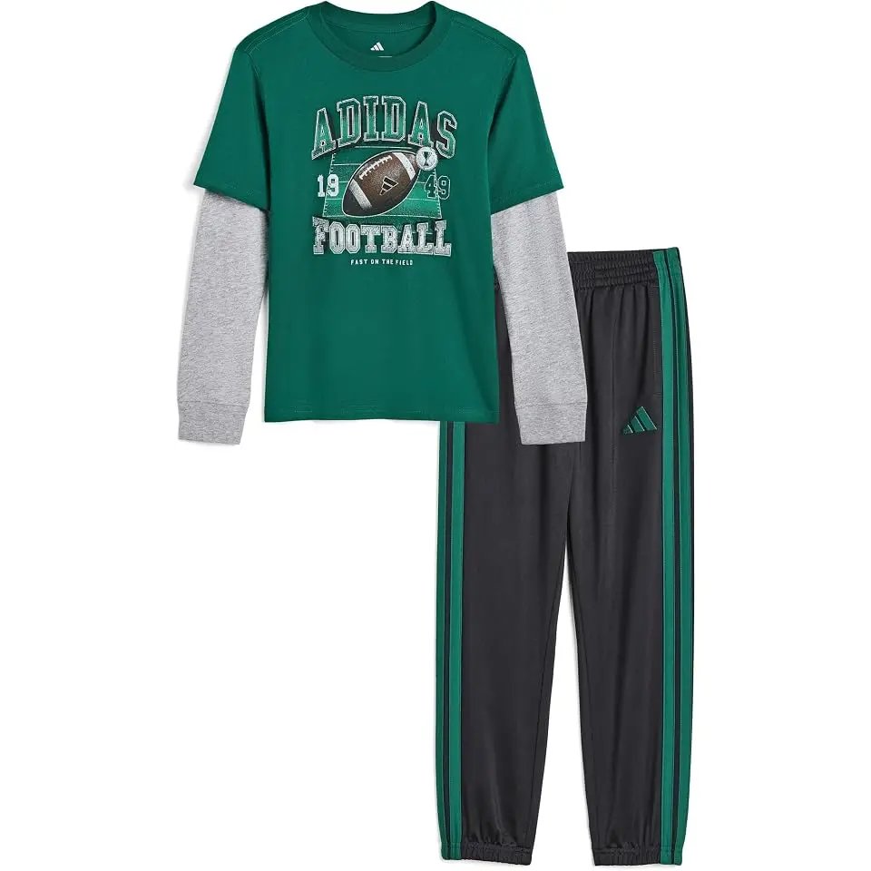 Layered Cotton Graphic Tee & Pants Set (Toddler/Little Kid)