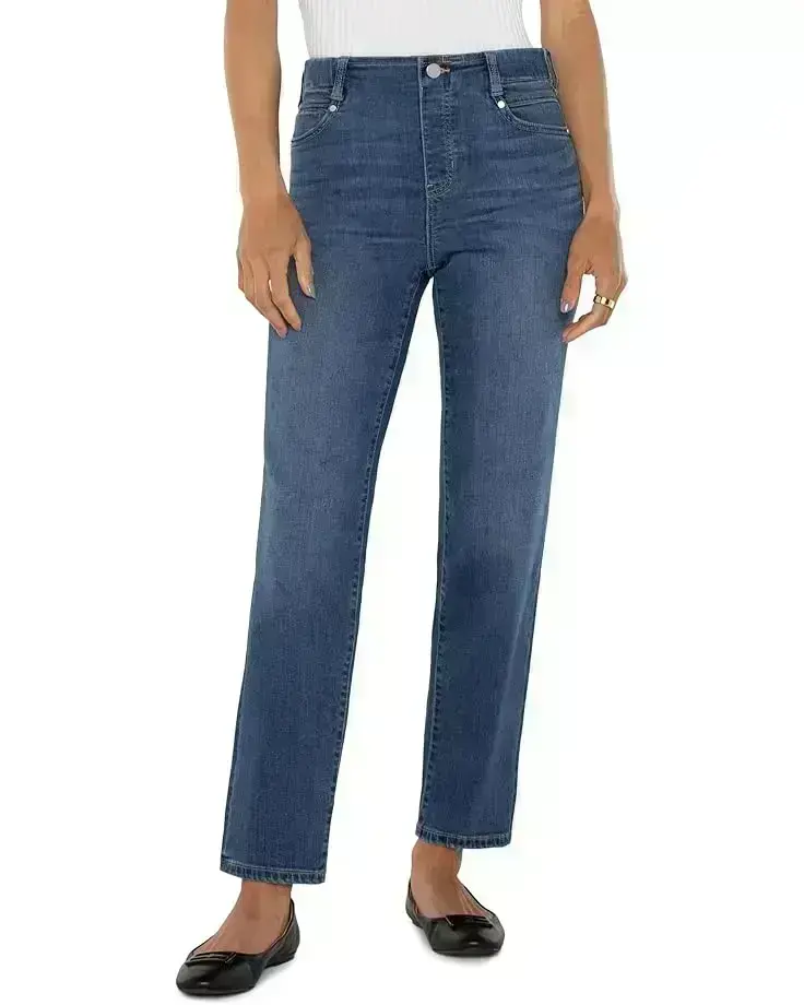 Women's Liverpool Los Angeles Gia Glider Pull-On Mid-Rise Slim Dual Fx Denim
