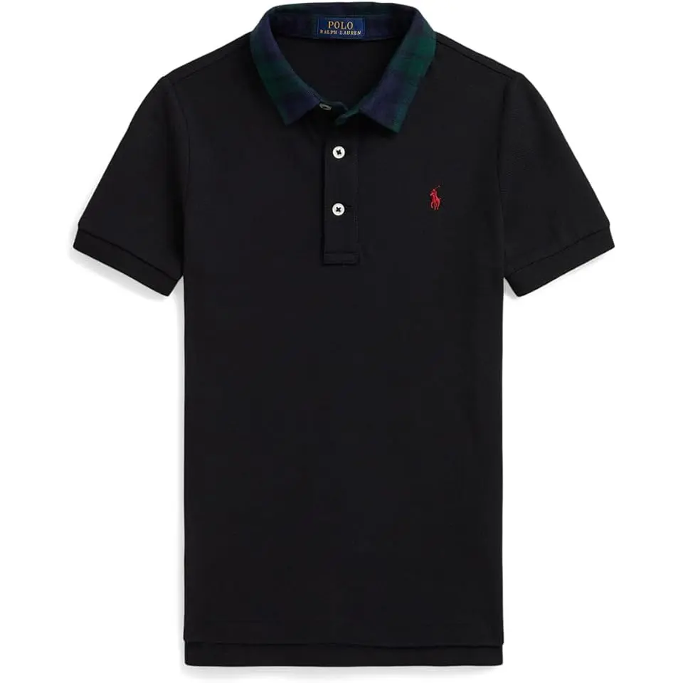 Plaid-Collar Cotton Mesh Polo Shirt (Toddler/Little Kid)