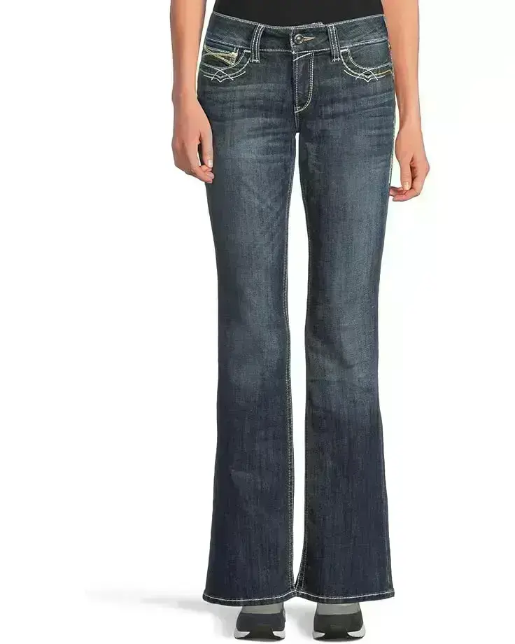 Women's Ariat R.E.A.L. Bootcut Stetch Entwined Jeans in Festival Blue