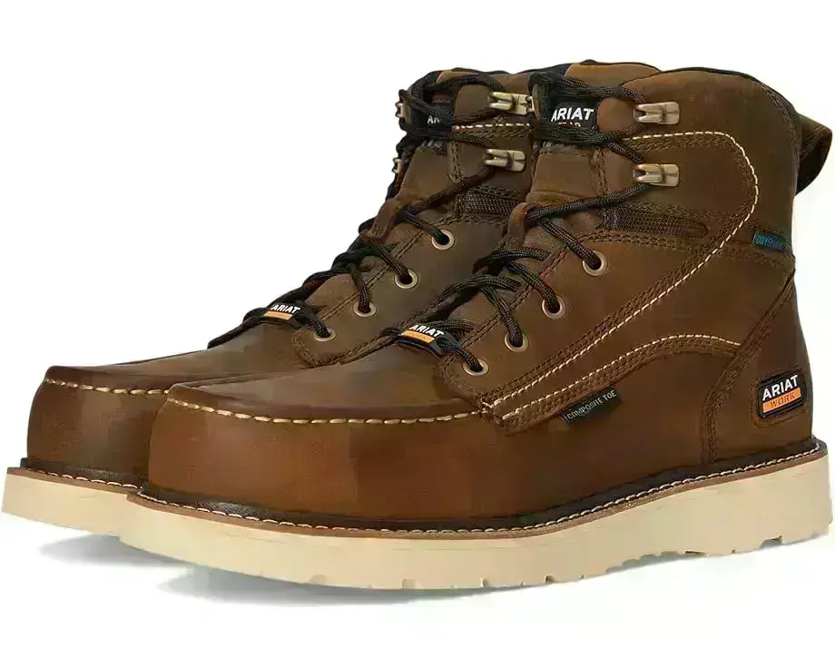 Men's Ariat Rebar Wedge Moc Toe 6" Waterproof Composite Toe Work Boots