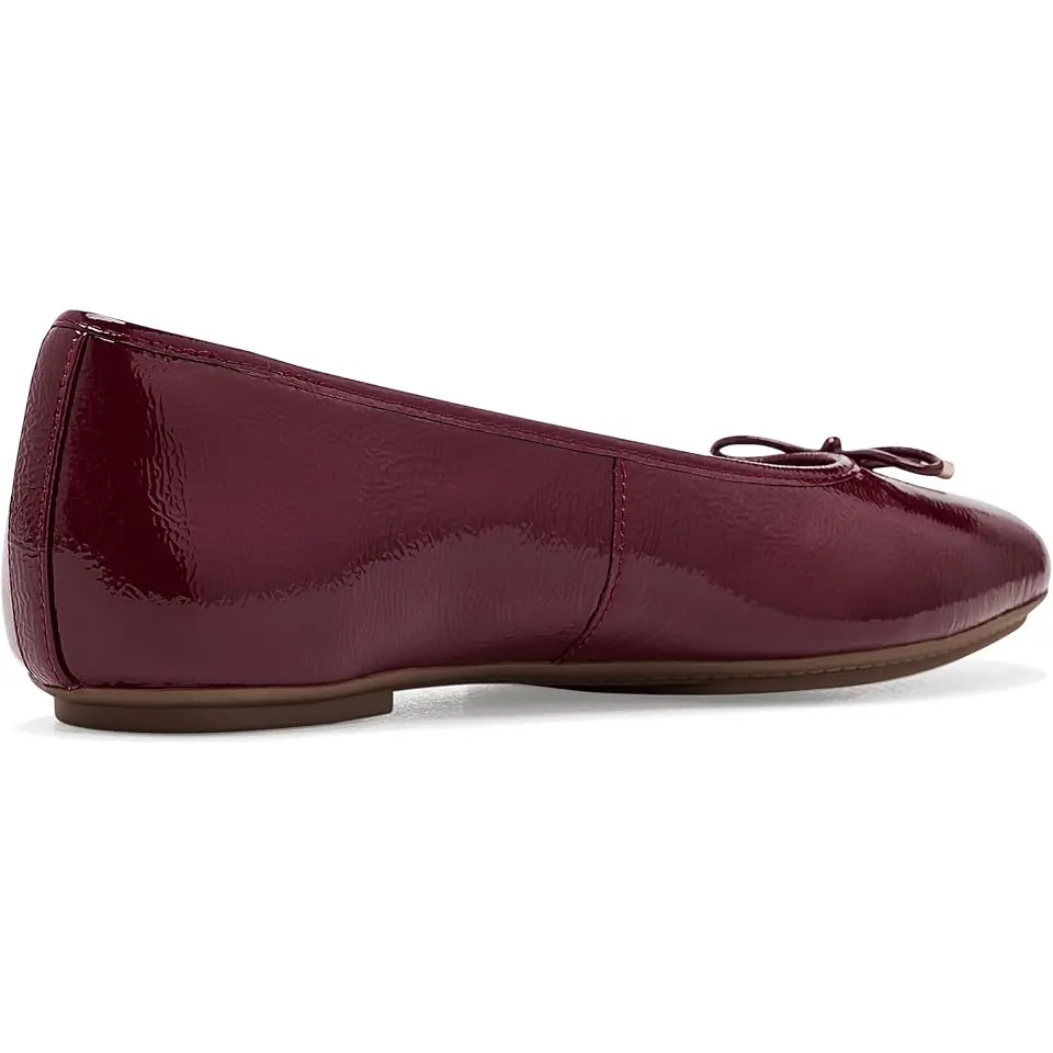 Delicato Bow Textured Patent-Leather Ballet Flats