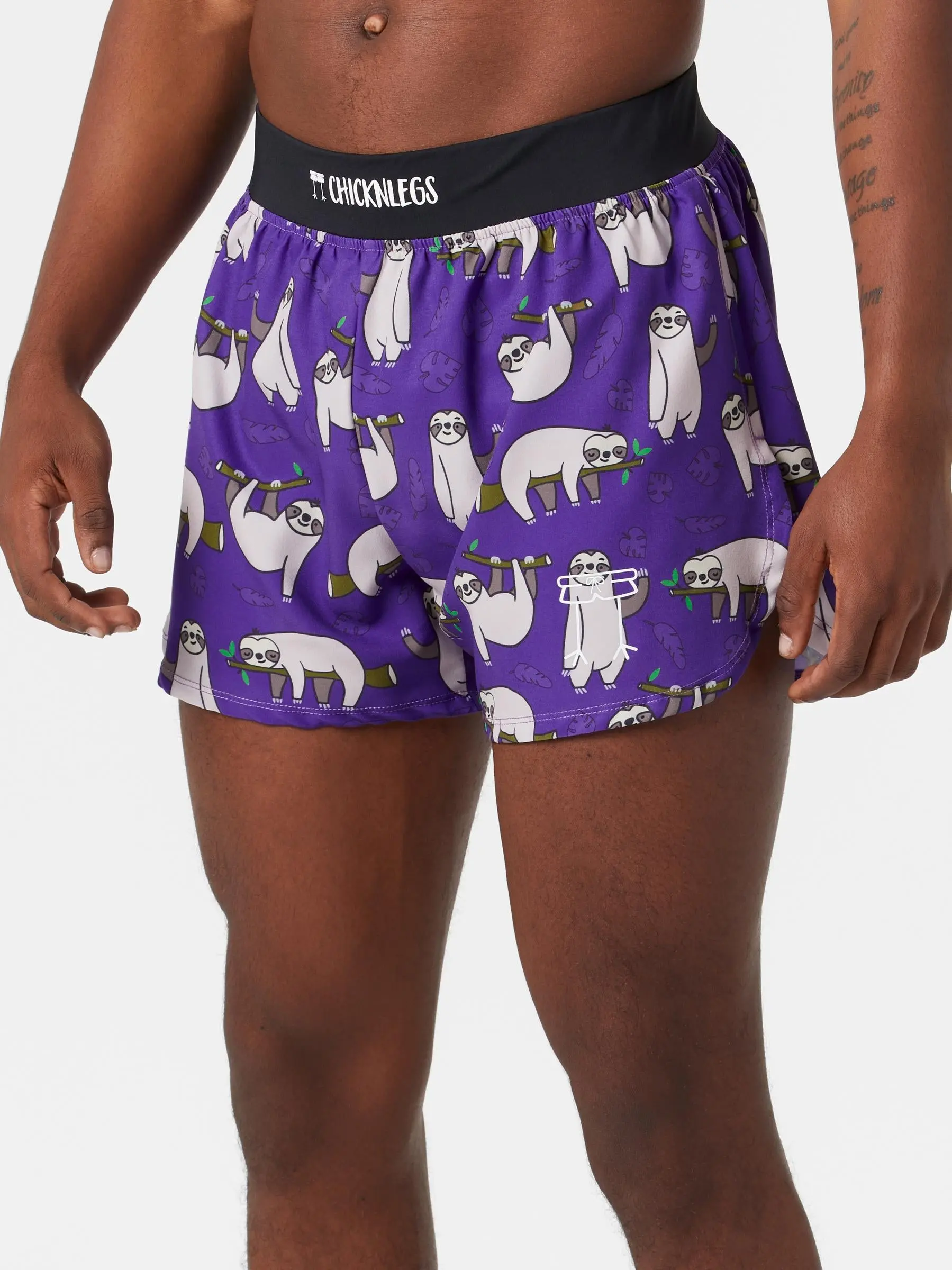 ChicknLegs Men's Sloths 4" Half Split Shorts