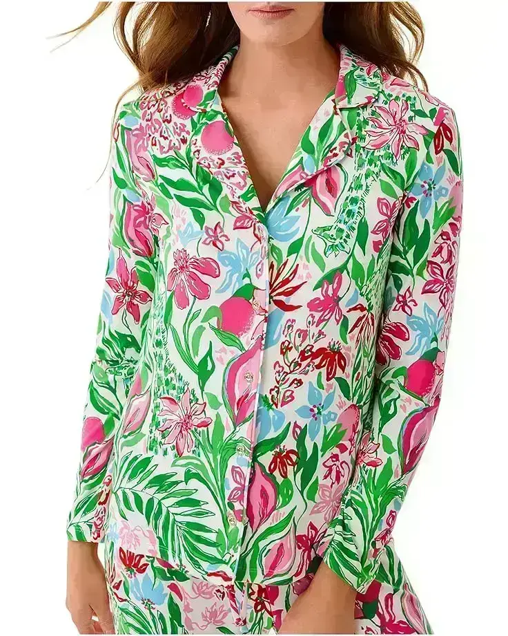 Women's Lilly Pulitzer PJ Knit Long Sleeve Button-Up Top