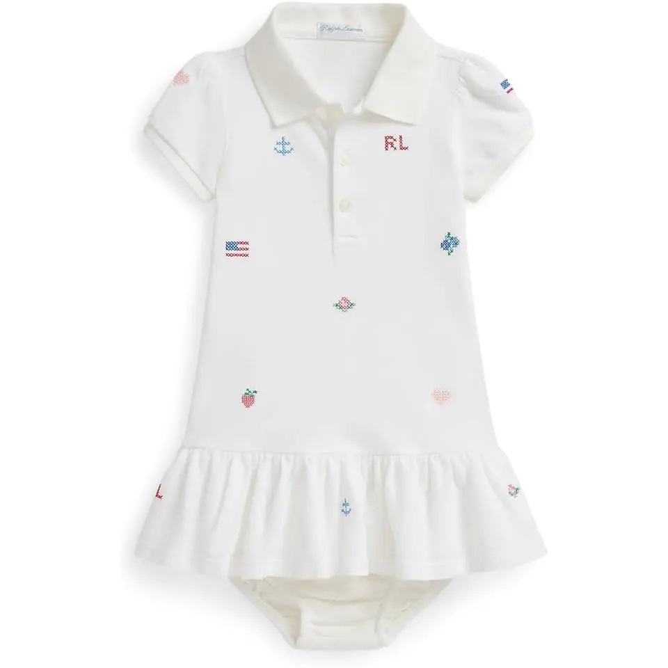 Embroidered Cotton Polo Dress & Bloomer (Infant)