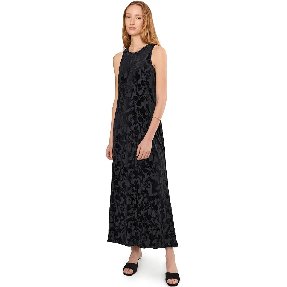 Crew Neck Sleeveless Mesh Maxi
